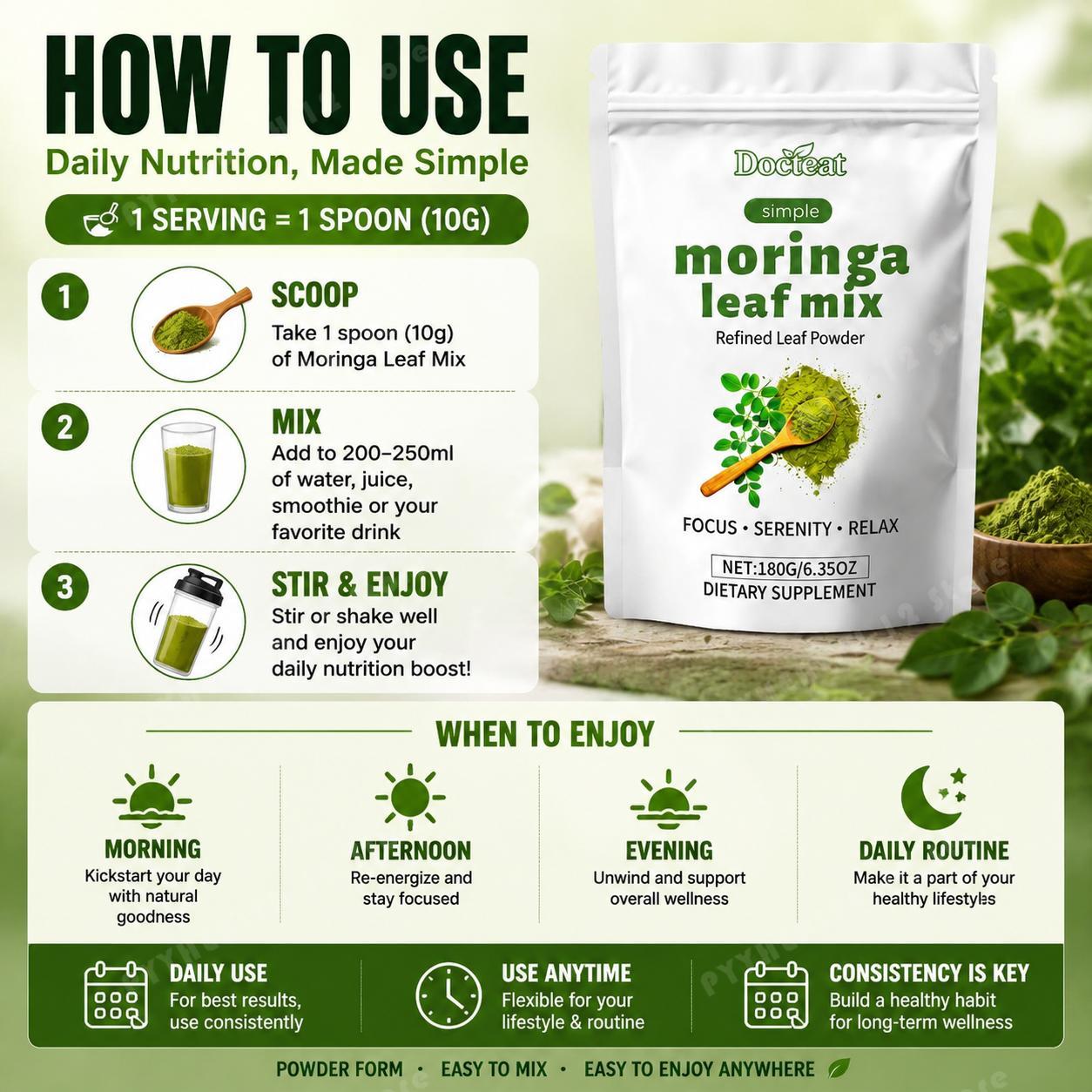Moringa Leaf Powder - مسحوق مزيج أوراق المورينجا من دوكتيت
