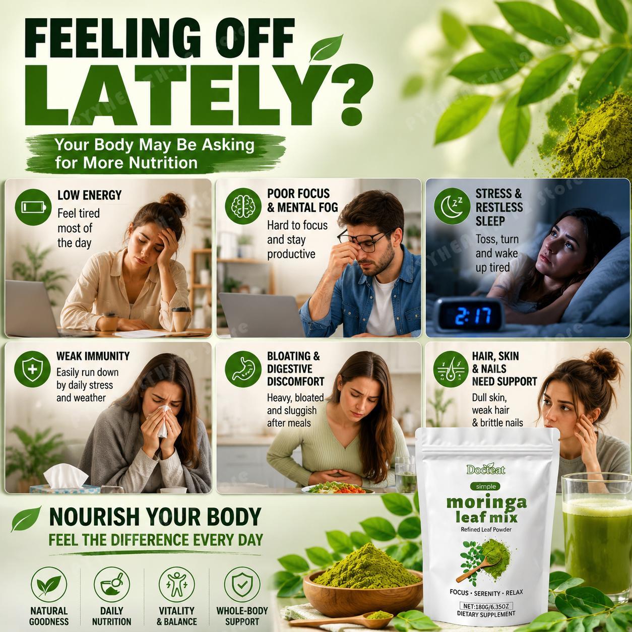 مسحوق مزيج أوراق المورينجا من  - مراجعة Moringa Leaf Powder وسعره